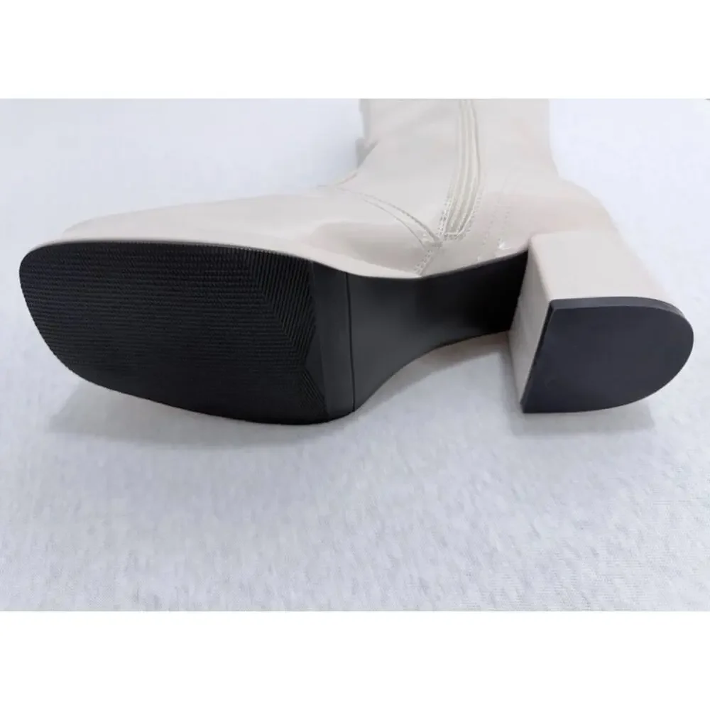 USIMAD off-white patent leather Cass boots by MistaSize EU/39 US/8